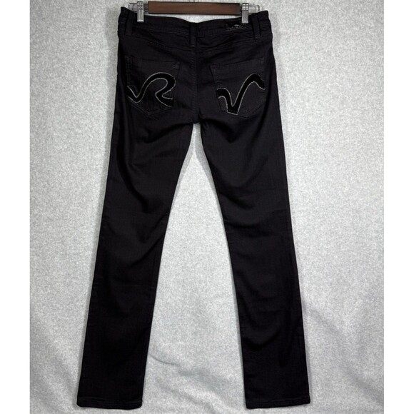 Rivet De Cru Jeans Womens Sz 29 30x33 Black Denim High Rise 90s Straight Leg - Picture 2 of 14